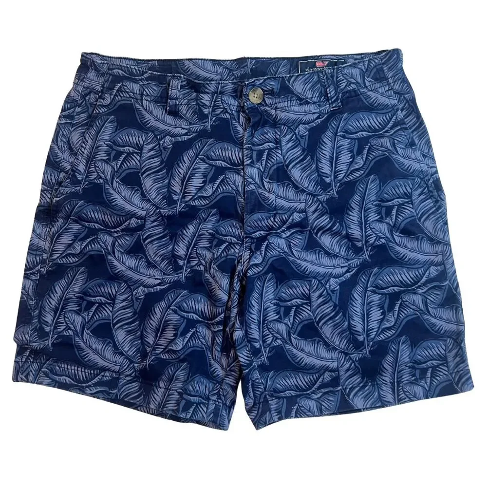 Vineyard Vines Breaker Shorts Mens 30x7 Palm Tree Leaves Breaker Board Chinos - Picture 6 of 11